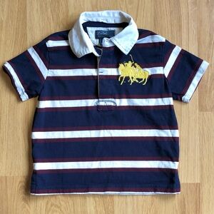 EUC Ralph Lauren Toddler Boy Polo Rugby Shirt-Maroon, Blue and White Stripes
